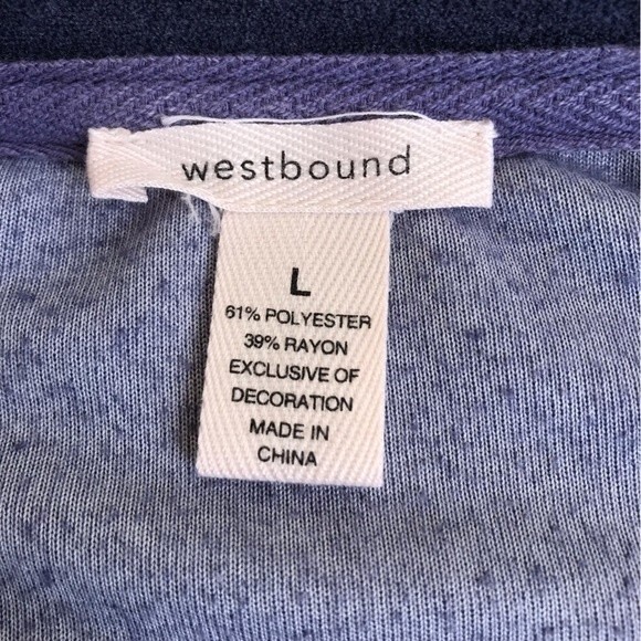 Westbound Velour Kangaroo Pocket Side Slit Bottom Dusty Blue Gray Women's Large - Picture 5 of 12